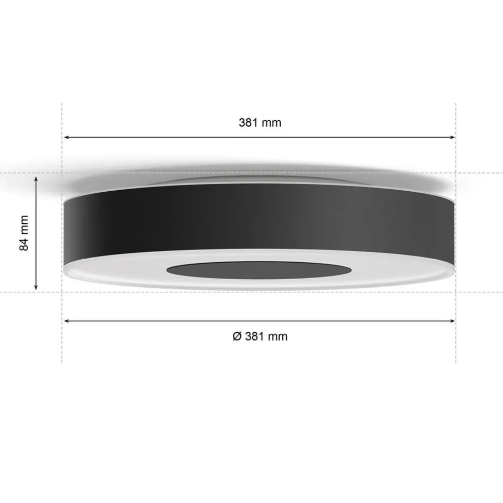 Loftlamper ^ Philips Hue Infuse LED-loftslampe, 38,1 cm, sort, dæmpbar.