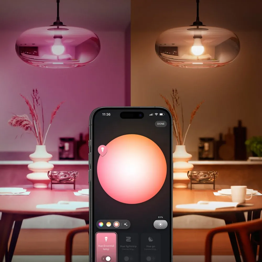 Dæmpbar Led-Pære|Smarte Lyskilder ^ Philips Hue Smart LED-pære E27 A60, 8 W, RGB CCT 3 stk