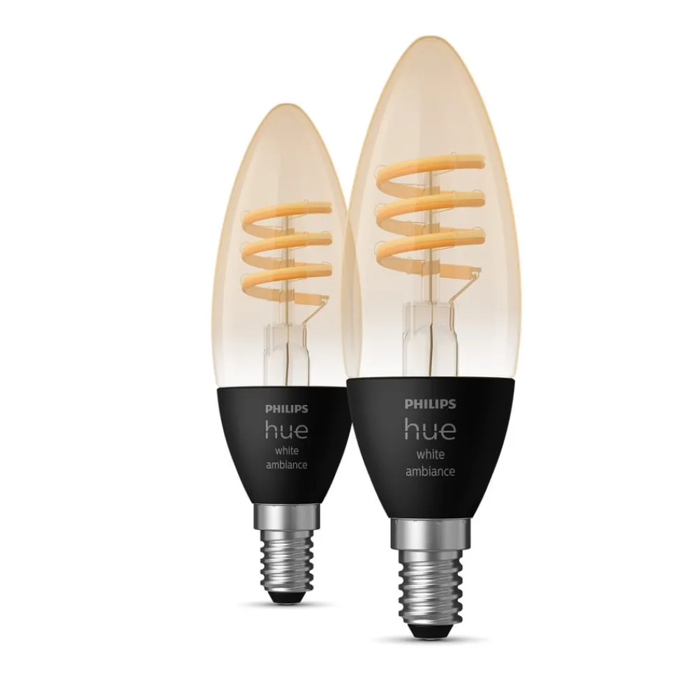 Philips Hue Dæmpbar Led-Pære|Filament Pære > White Ambiance E14, 4,6 W, 350 lm, 2 stk