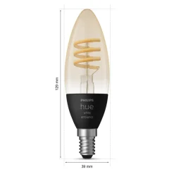 Philips Hue Dæmpbar Led-Pære|Filament Pære > White Ambiance E14, 4,6 W, 350 lm, 2 stk