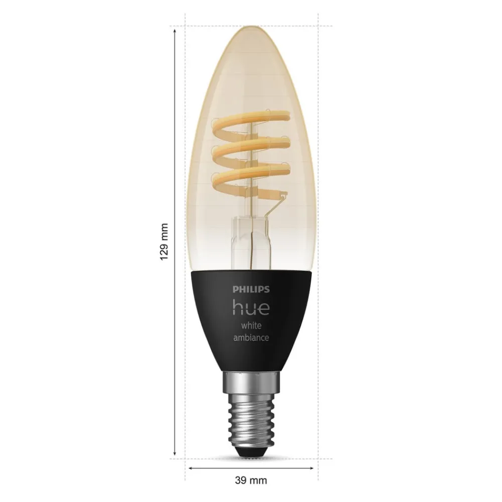 Philips Hue Dæmpbar Led-Pære|Filament Pære > White Ambiance E14, 4,6 W, 350 lm, 2 stk