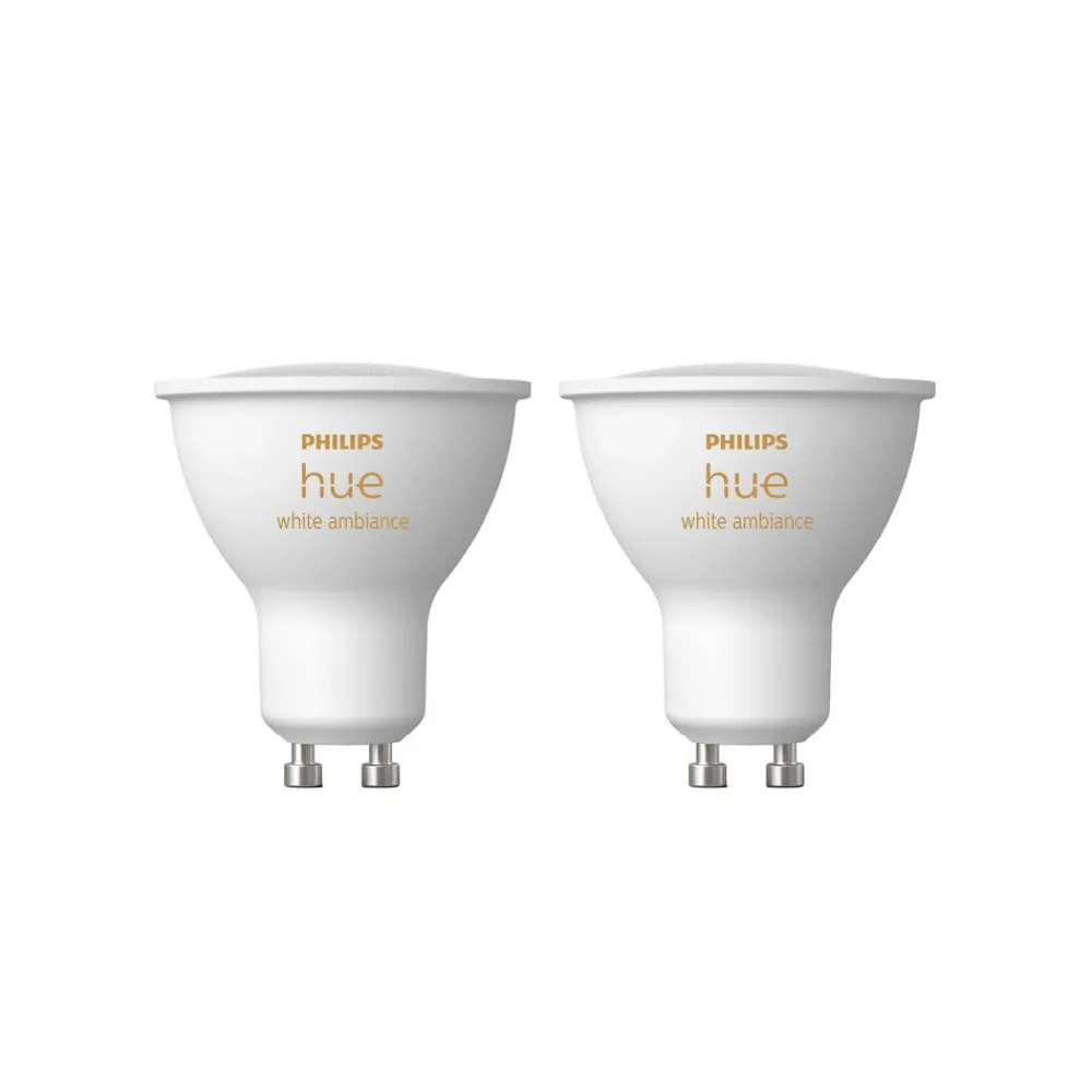 Smarte Lyskilder ^ Philips Hue White Ambiance LED-reflektorpære GU10 4,2 W, 2-pak