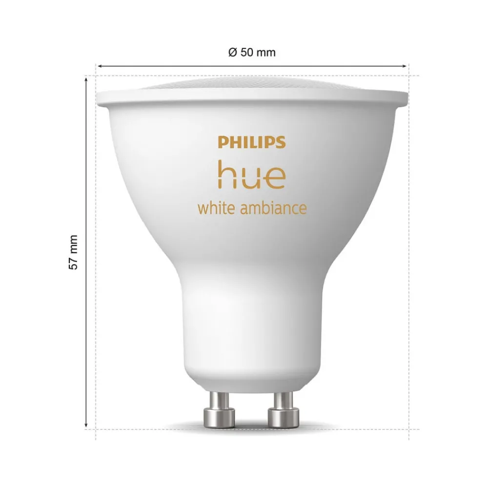 Smarte Lyskilder ^ Philips Hue White Ambiance LED-reflektorpære GU10 4,2 W, 2-pak