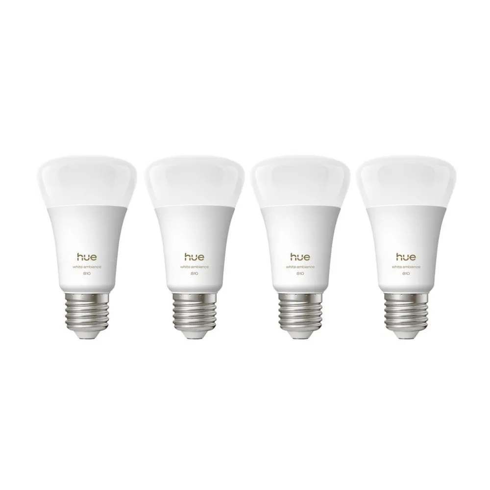 Philips Hue Dæmpbar Led-Pære|Smarte Lyskilder > White Ambiance Smart E27 LED, 6 W 810 lm CCT 4 stk