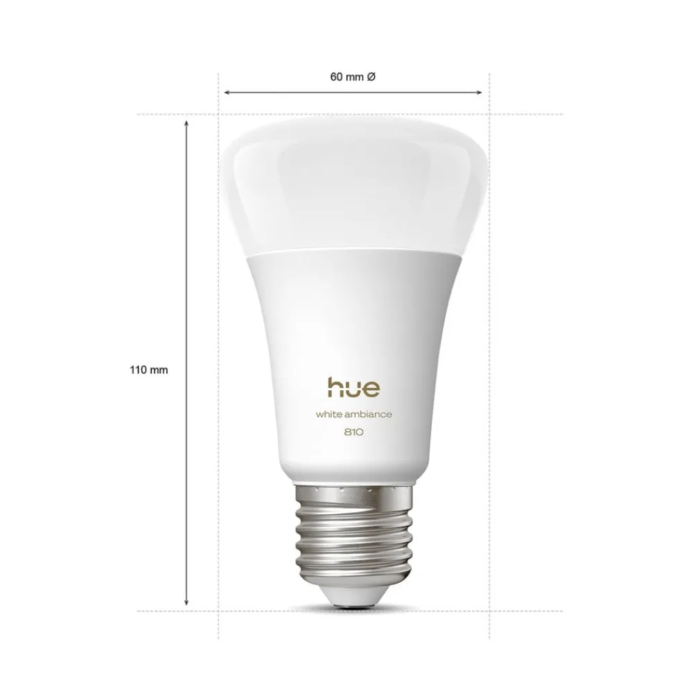 Philips Hue Dæmpbar Led-Pære|Smarte Lyskilder > White Ambiance Smart E27 LED, 6 W 810 lm CCT 4 stk