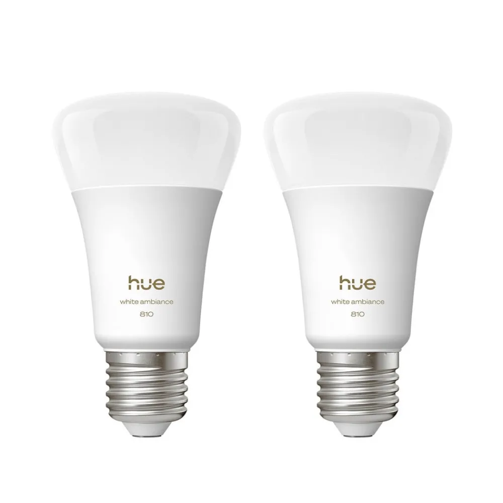 Dæmpbar Led-Pære|Smarte Lyskilder ^ Philips Hue White Ambiance Smart E27 LED, 6 W 810 lm CCT 2 stk