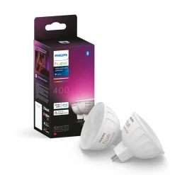 Dæmpbar Led-Pære|Smarte Lyskilder ^ Philips Hue White & Colour Ambiance 6,3W GU5.3 2 stk