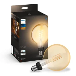 Philips Hue Dæmpbar Led-Pære|Filament Pære > White E27 7W Globe Filament G125 550lm