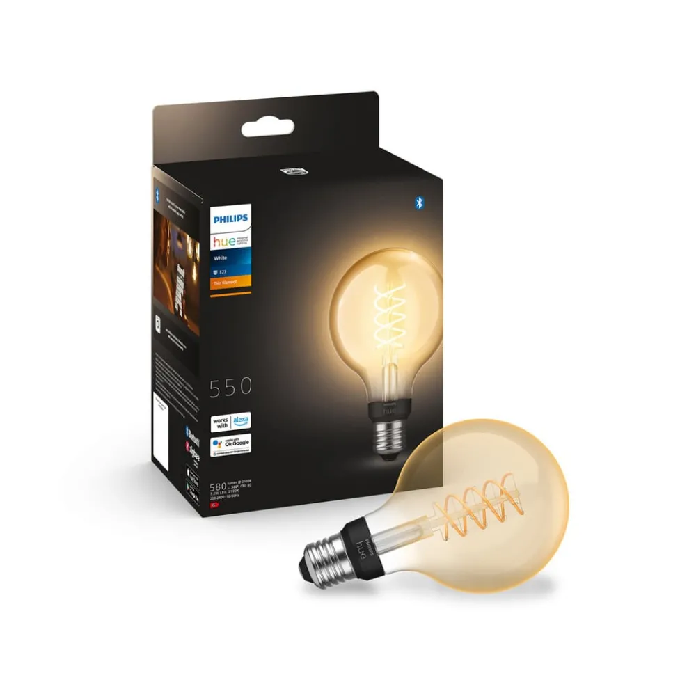 Philips Hue Dæmpbar Led-Pære|Smarte Lyskilder > White filamentpære globe G93 E27 7,2 W
