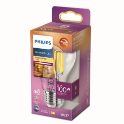 Philips Dæmpbar Led-Pære|Filament Pære > LED Classic WarmGlow E27 A60 10,5 W klar