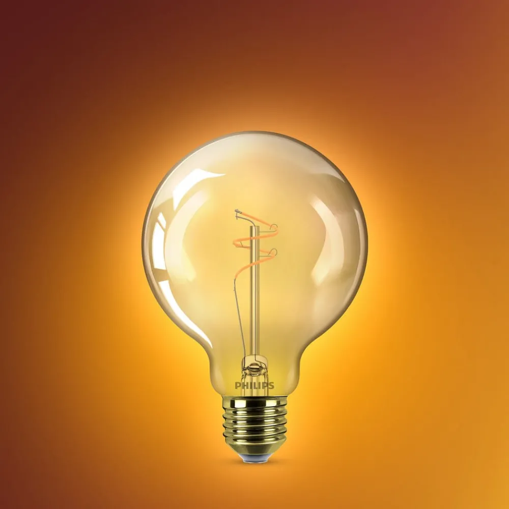 Philips Dæmpbar Led-Pære|Filament Pære > LED-globepære E27 G95 3,1 W guld 1.800 K dæmpbar