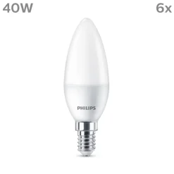 Philips Led Pærer > LED-kerte E14 4,9 W 470m 2.700K mat 6 stk