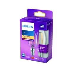 Philips Filament Pære > LED-kerte filament E14 4,3 W 2.700 K 2 stk