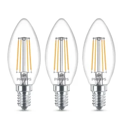 Philips Filament Pære > LED-kertepære E14 B35 4,3W klar 3 stk.