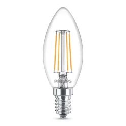 Philips Filament Pære > LED-kertepære E14 B35 4,3W klar 3 stk.
