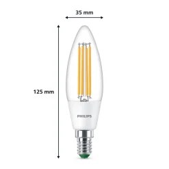 Philips Filament Pære > LED-kertepære E14 2,3W 485lm klar 3.000K