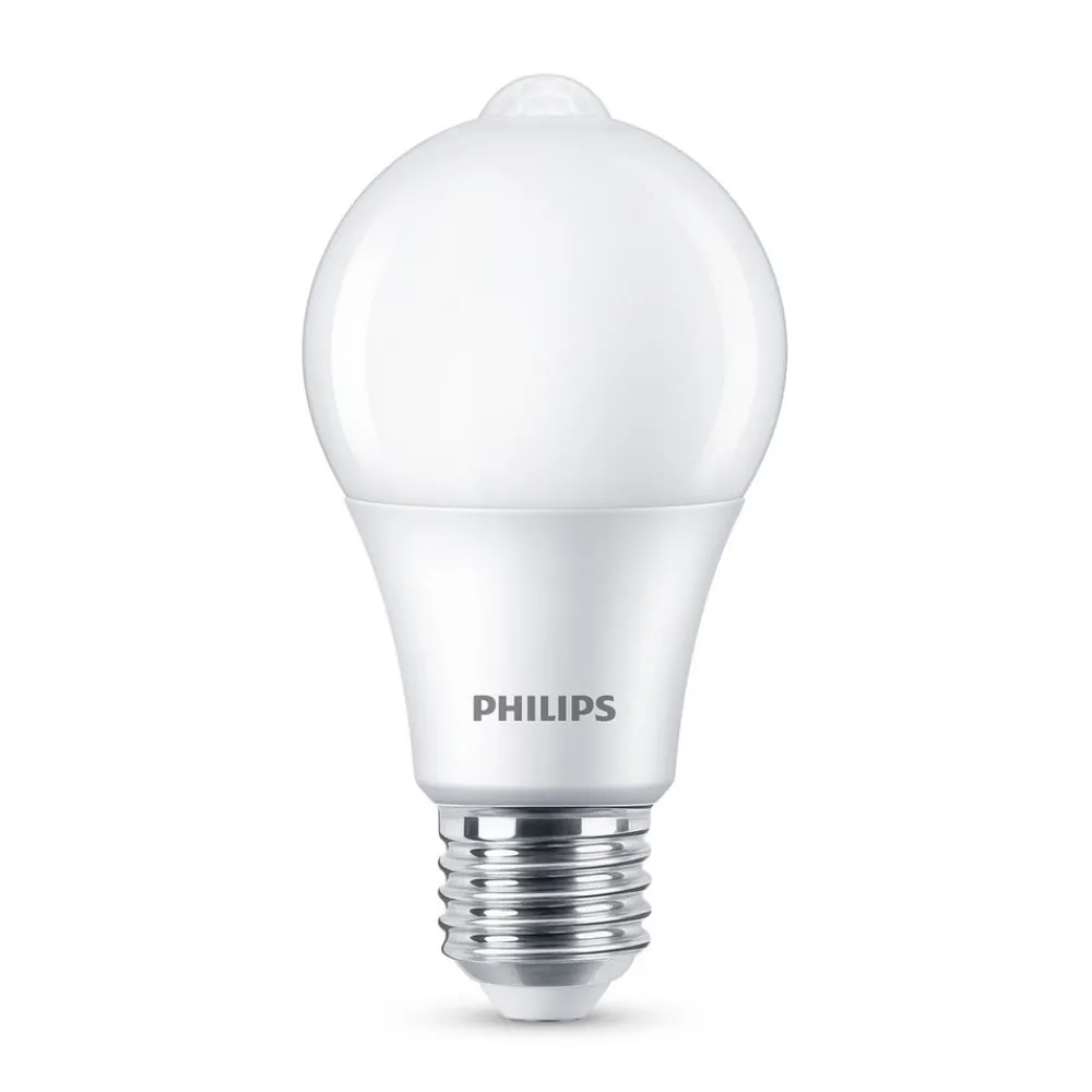 Philips Led Pærer > LED-pære E27 A60 sensor 8W 2.700K, mat