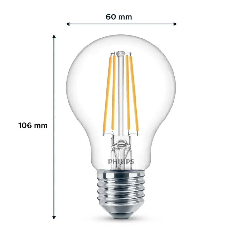 Philips Filament Pære > LED-pære E27 7 W 850lm 4.000 K klar 3 stk