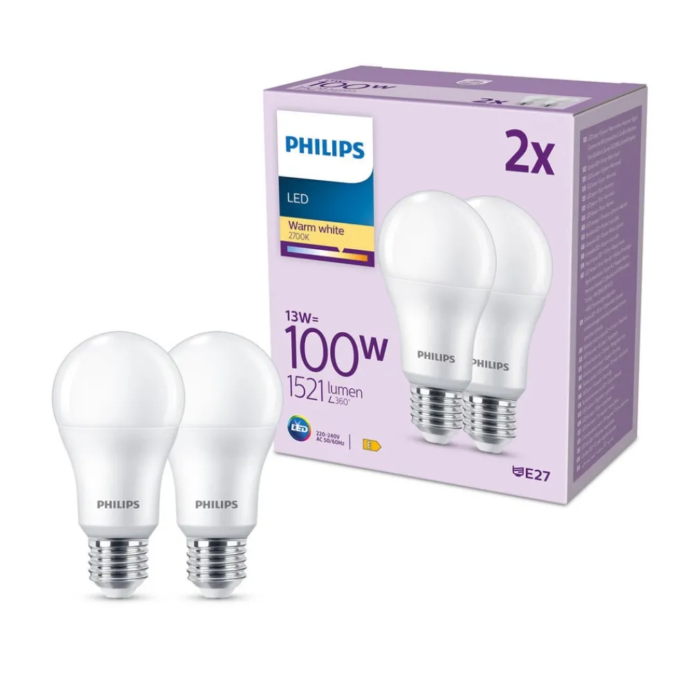 Led Pærer ^ Philips LED-pære E27 13 W 1.521lm 2.700 K mat 2
