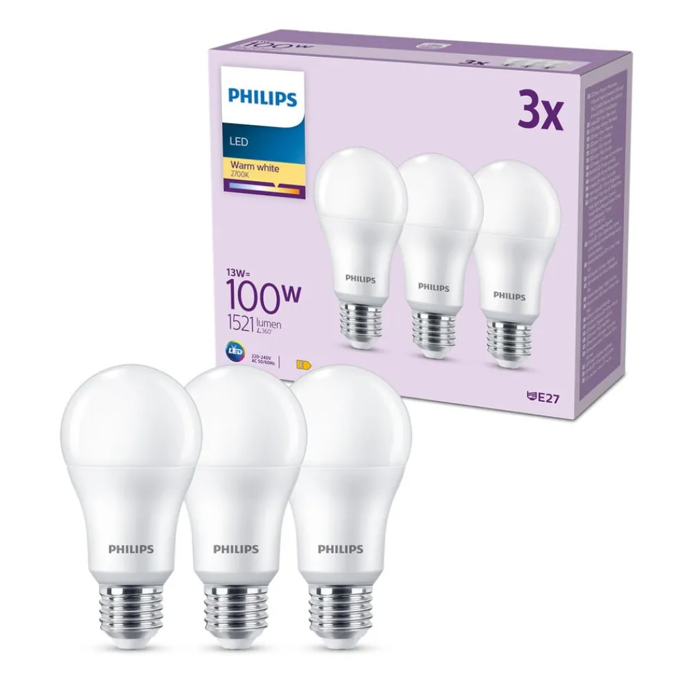 Led Pærer ^ Philips LED-pære E27 13 W 1.521lm 2.700 K mat 3