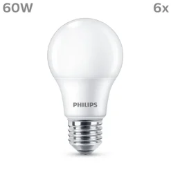 Led Pærer ^ Philips LED-pære E27 8 W 806lm 2.700 K mat 6 stk