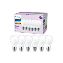 Led Pærer ^ Philips LED-pære E27 7 W 806lm 2.700 K mat 6 stk