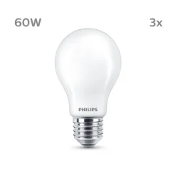 Philips Led Pærer > LED-pære E27 7 W 806lm 2.700 K mat 3 stk