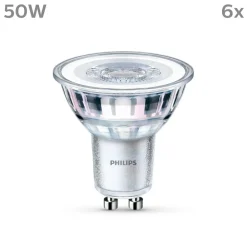 Philips Led Pærer > LED-pære GU10 4,6W 390lm 840 klar 36° 6stk