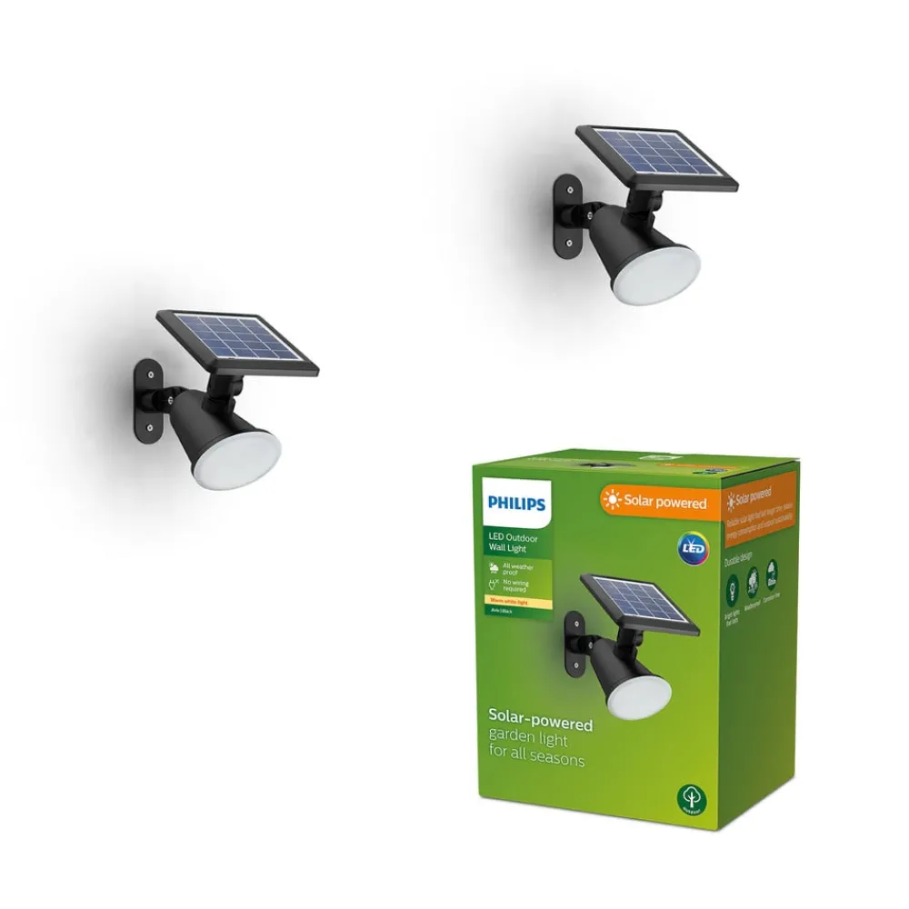 Solcellelamper ^ Philips LED-solcellelampe Jivix, 2-pak