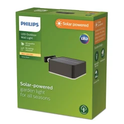 Solcellelamper ^ Philips LED-solcelle-væglampe Vynce, hoved 10,5 x 10,5 cm
