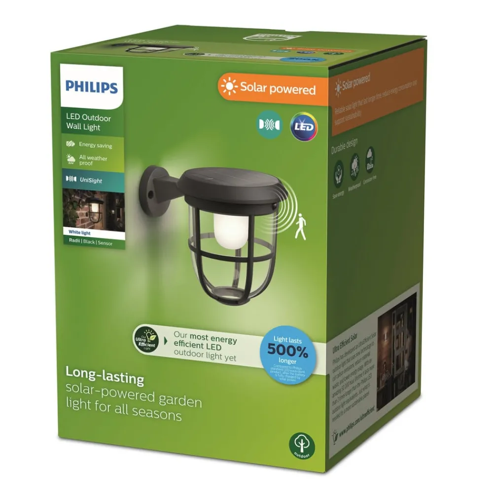 Solcelle Lampe Med Sensor|Væglampe Med Sensor ^ Philips LED-solcellvæglampe Radii