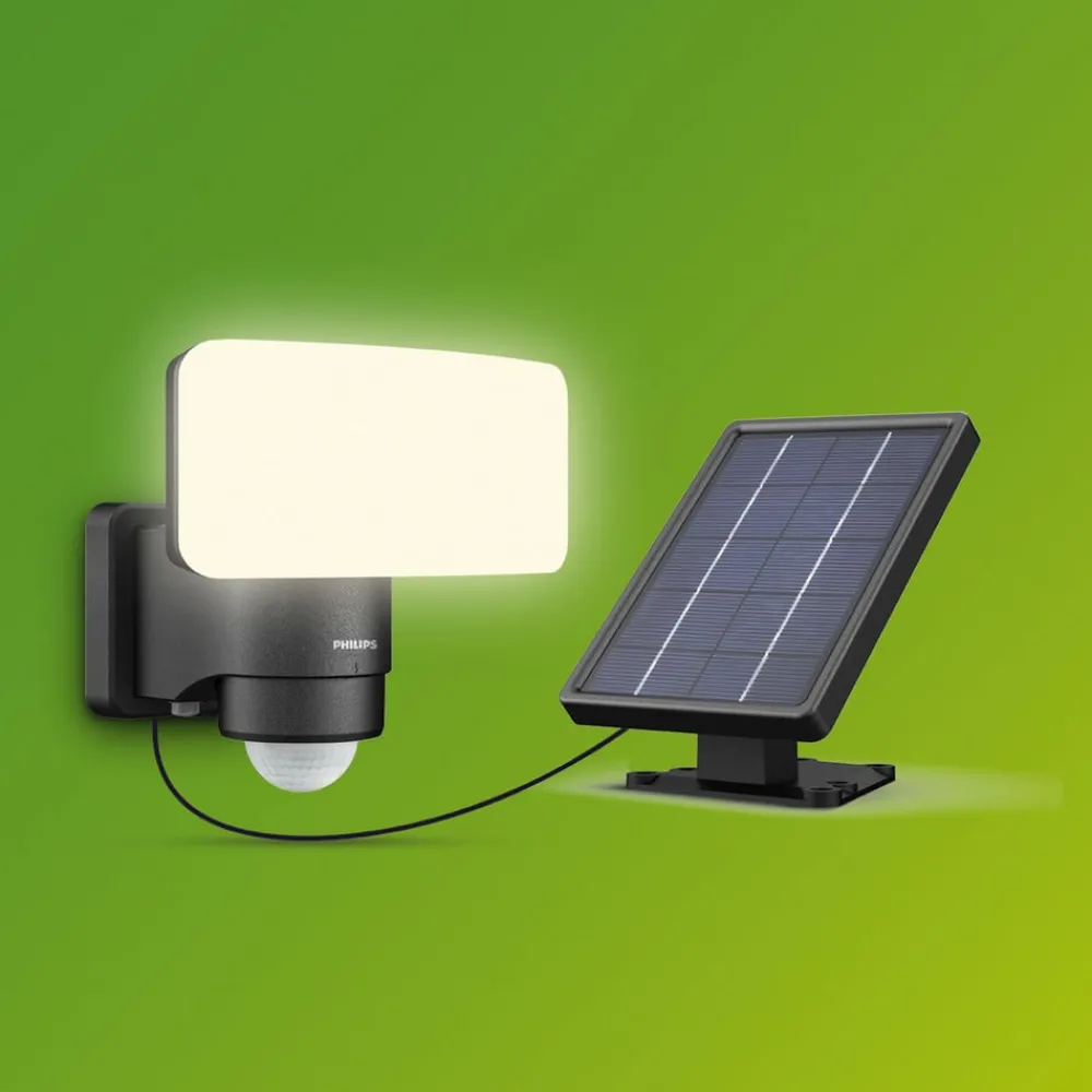 Philips Solcelle Lampe Med Sensor|Solcellelamper > LED-udendørs spotlampe Tylus, sort 5.000K sensor