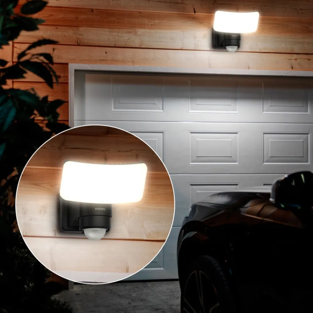 Philips Solcelle Lampe Med Sensor|Solcellelamper > LED-udendørs spotlampe Tylus, sort 5.000K sensor