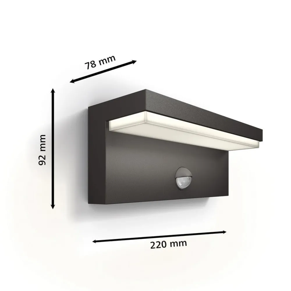 Væglampe Med Sensor|Væglamper ^ Philips LED udendørs væglampe Bustan UE, sensor, 2.700 K