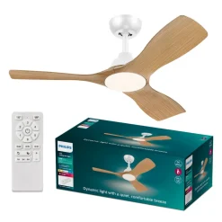 Philips Loftventilatorer > LED-ventilator Olas, Ø 106 cm, brun/hvid, støjsvag