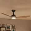 Loftventilatorer ^ Philips LED-ventilator Olas, Ø 132 cm, brun/sort, støjsvag