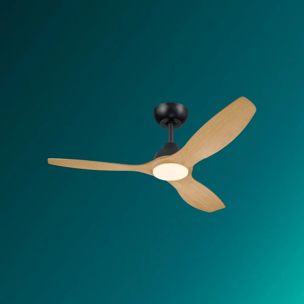 Loftventilatorer ^ Philips LED-ventilator Olas, Ø 132 cm, brun/sort, støjsvag