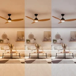 Loftventilatorer ^ Philips LED-ventilator Olas, Ø 132 cm, brun/sort, støjsvag