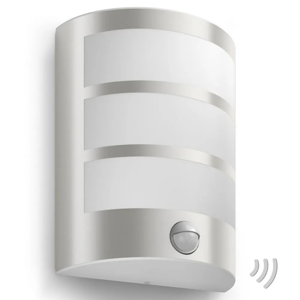 Væglampe Med Sensor ^ Philips Python udendørs LED-væglampe med sensor, stål