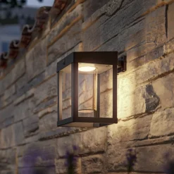 Solcelle Lampe Med Sensor|Væglampe Med Sensor ^ Philips solcelle-sensorlampe Camill sort/klar 14 x 14 cm