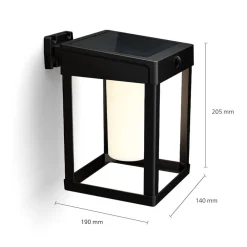 Solcellelamper ^ Philips solcelle-væglampe Camill sort/hvid 14 x 14 cm