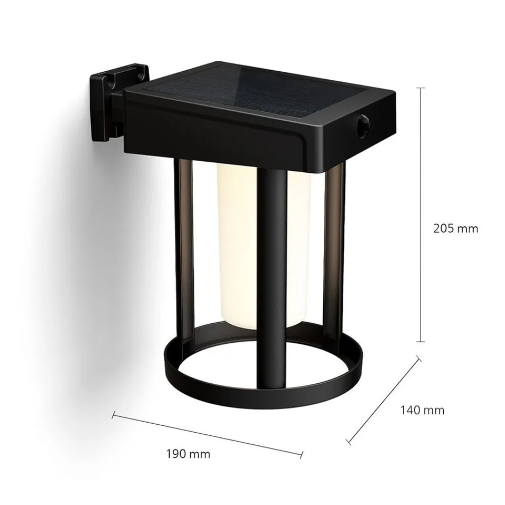 Philips Solcelle Lampe Med Sensor|Væglampe Med Sensor > solcelle-væglampe Camill, sort/hvid, Ø 14 cm