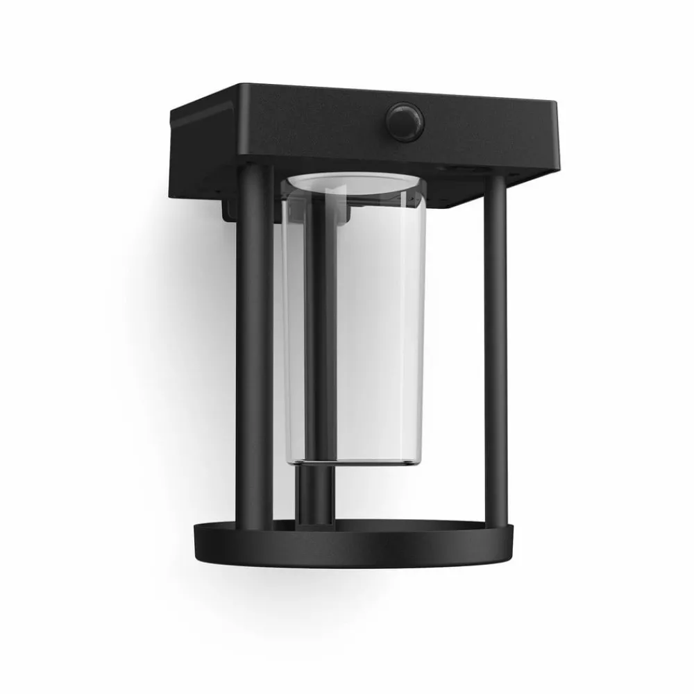 Solcelle Lampe Med Sensor|Væglampe Med Sensor ^ Philips solcelle-væglampe Camill, sort/klar, Ø 14 cm