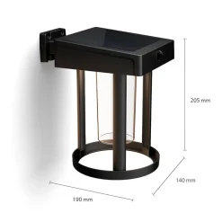 Solcelle Lampe Med Sensor|Væglampe Med Sensor ^ Philips solcelle-væglampe Camill, sort/klar, Ø 14 cm