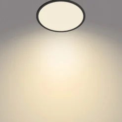 Loftlamper ^ Philips SuperSlim LED-loftlampe, IP44, Ø 29,5 cm, sort