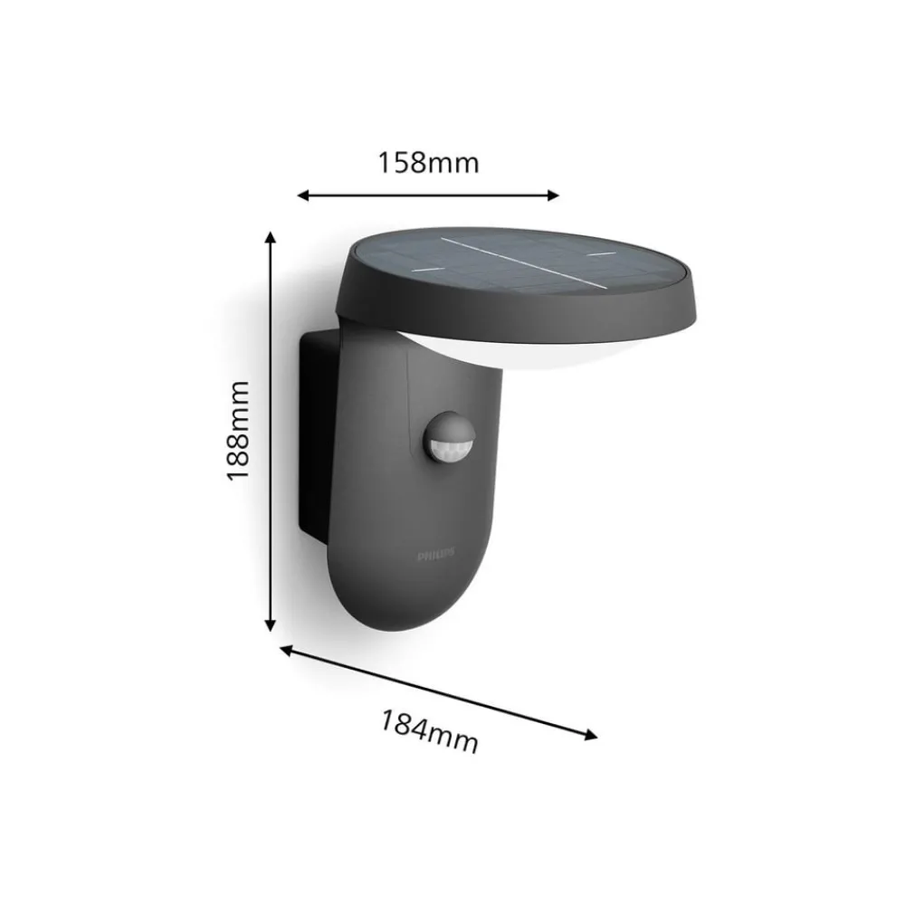 Solcelle Lampe Med Sensor|Væglampe Med Sensor ^ Philips Tyla A-Label væglampe, solcelle, sensor