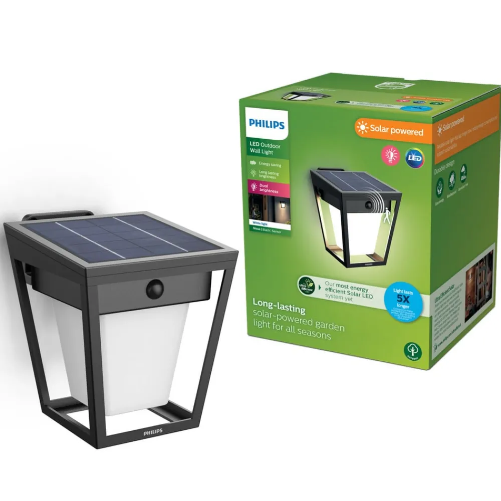 Philips Solcelle Lampe Med Sensor|Solcellelamper > udendørs LED-væglampe Nissa UE, plast, IP44