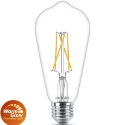 Philips Dæmpbar Led-Pære|Filament Pære > WarmGlow E27 LED-pære rustik 5,9 W klar