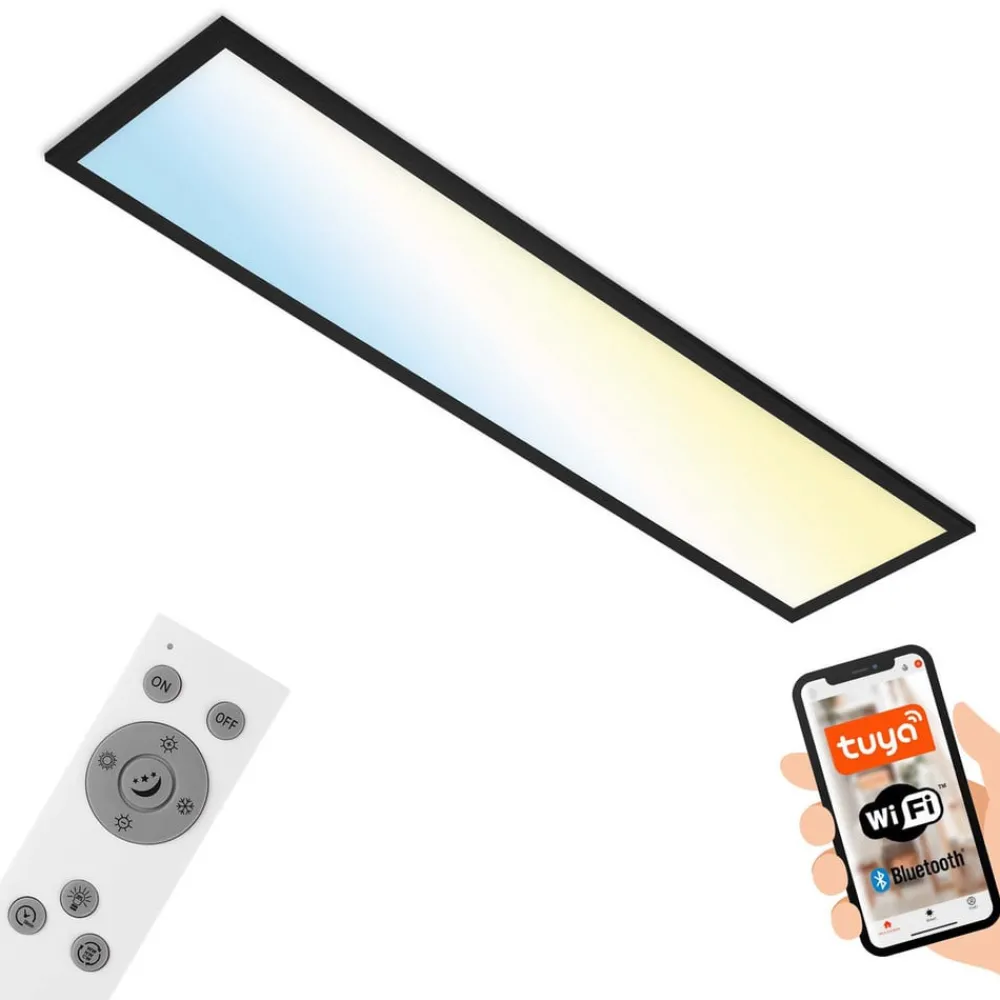 Arbejdsrum/Kontor|Loftlamper ^ Briloner Piatto S WiFi LED-loftlampe Bluetooth CCT fjernb.