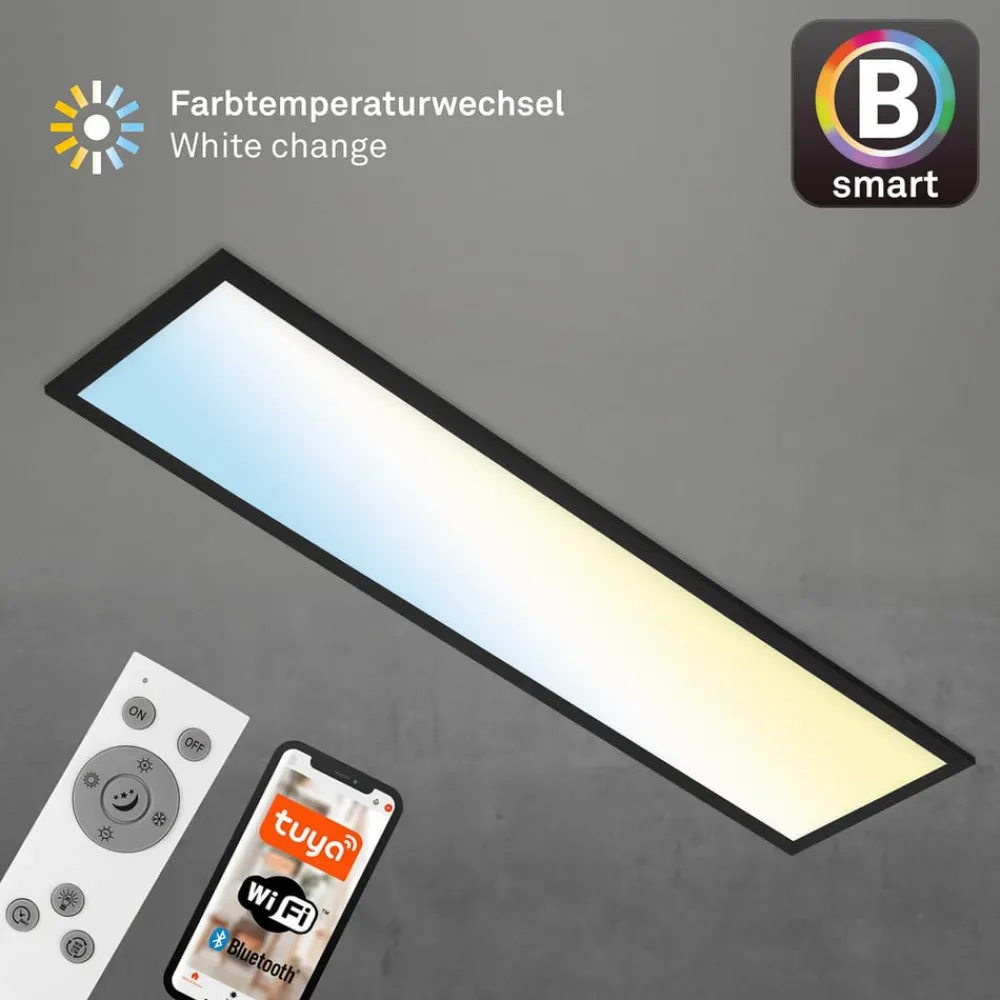 Arbejdsrum/Kontor|Loftlamper ^ Briloner Piatto S WiFi LED-loftlampe Bluetooth CCT fjernb.